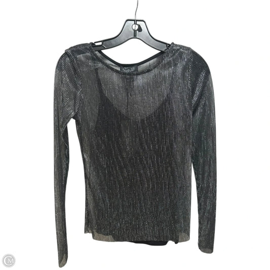 Metallic Layered Top Long Sleeve By Rachel Zoe In Black & Silver, Size: S