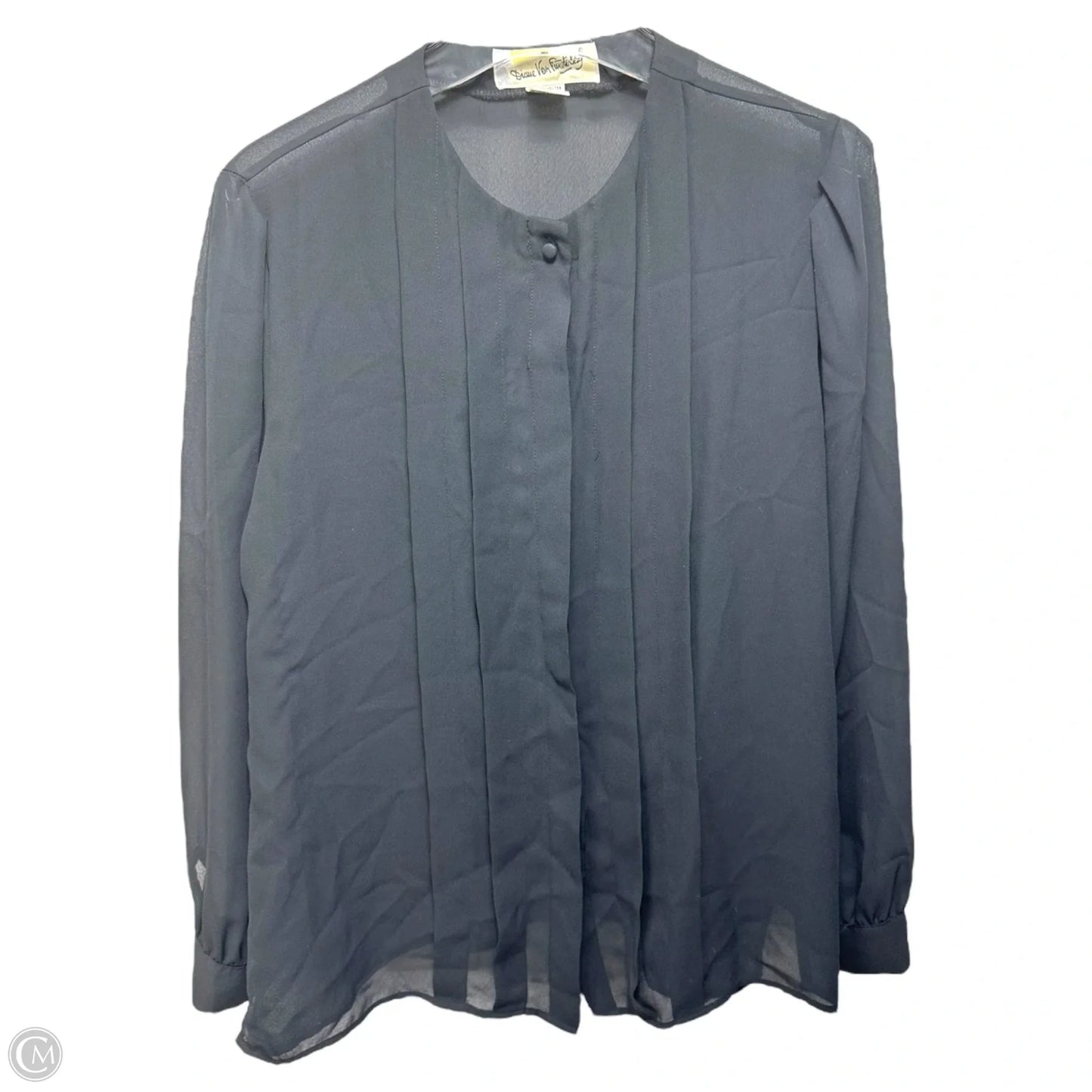 Pleat Front Blouse Designer By Diane Von Furstenberg In Black, Size: 12