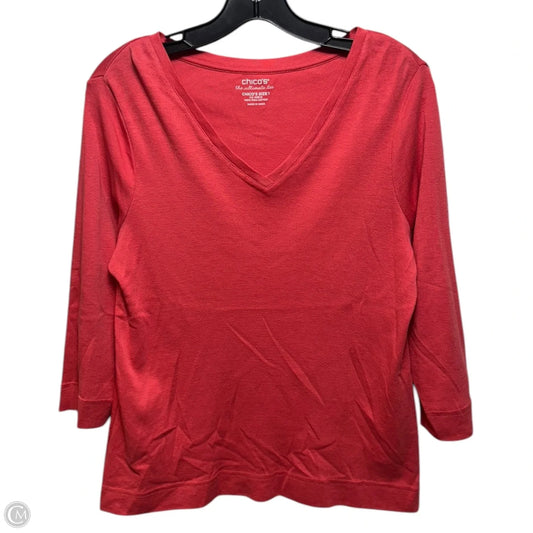 Top Long Sleeve By Chicos In Coral, Size: M