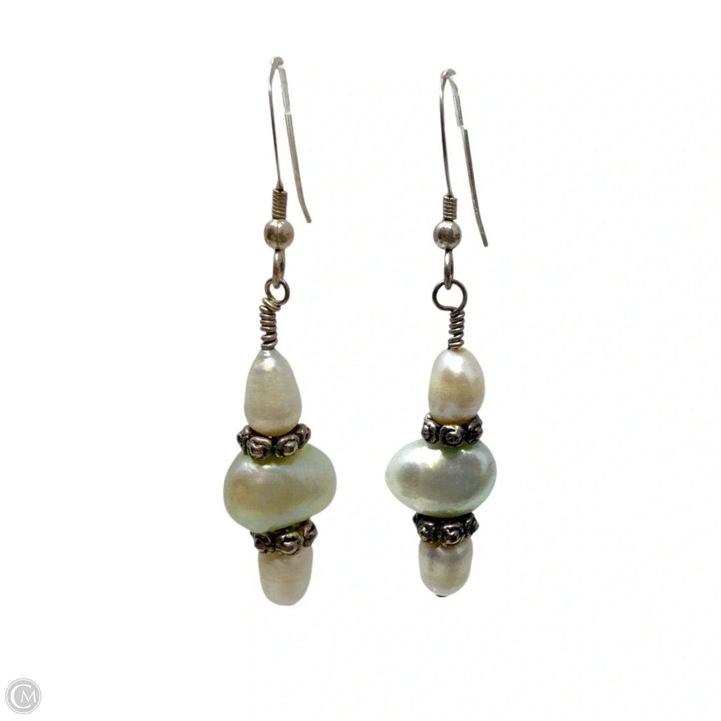 Baroque Pearl & Sterling Silver Dangle Earrings By Unbranded