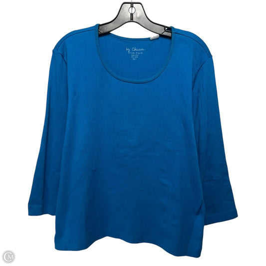 Cotton Blend Tee By Chicos In Azure Blue, Size: L