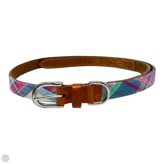 Plaid & Leather Belt By Brooks Brothers, Size: Large