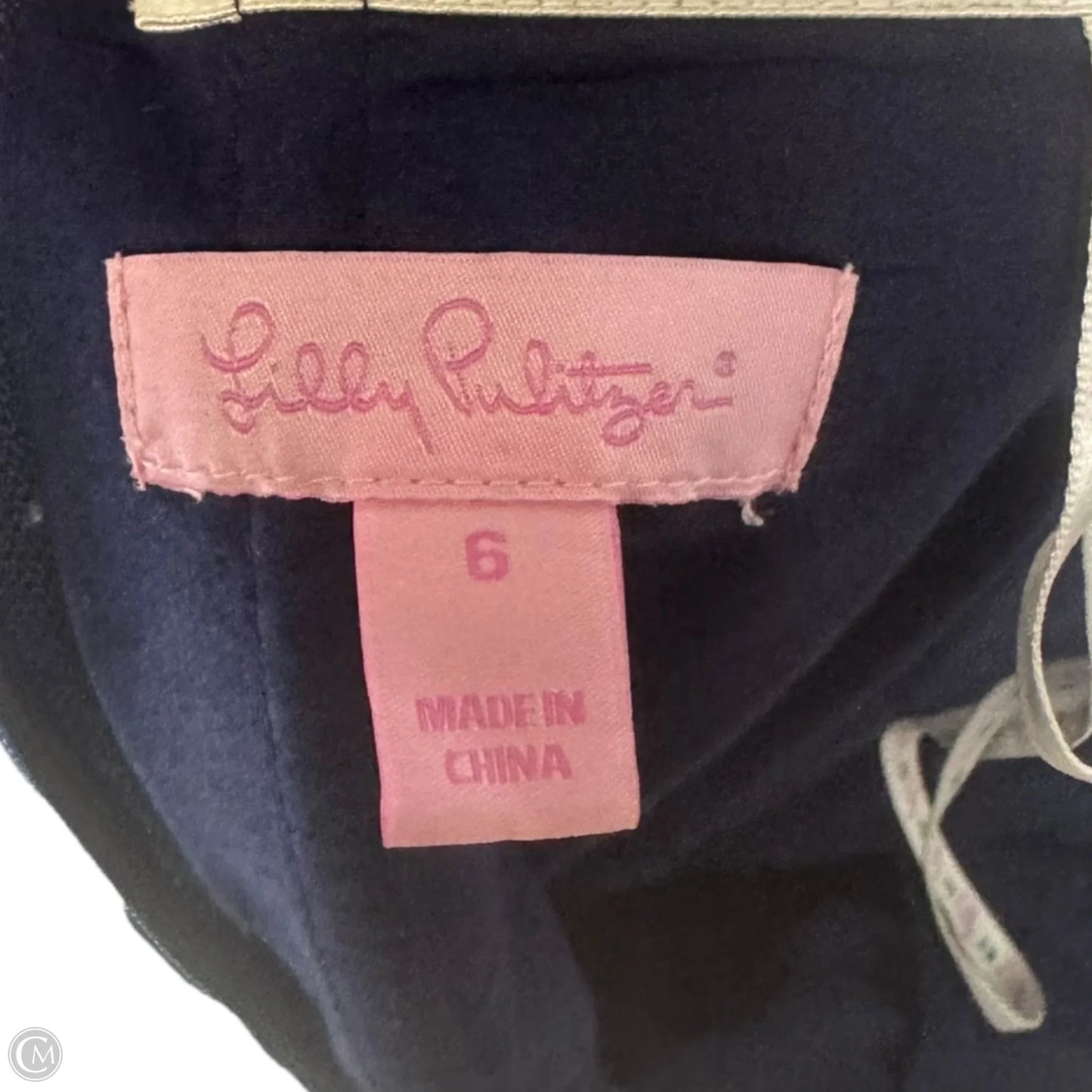 Vintage Strapless Dress Designer By Lilly Pulitzer In Blue & White, Size: 6