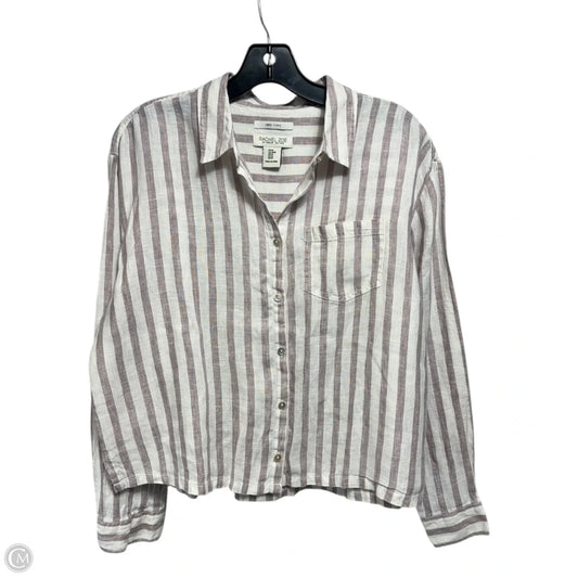 Linen Top Long Sleeve By Rachel Zoe In Striped Pattern, Size: M