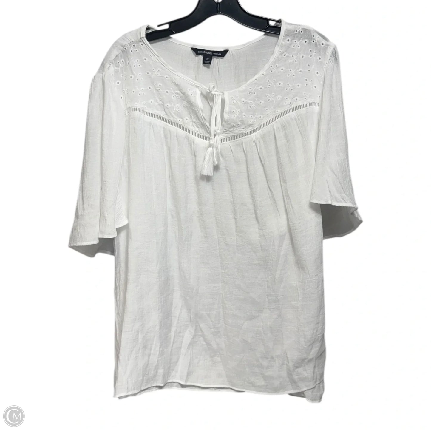 Top Short Sleeve By Zac And Rachel In White, Size: 3x