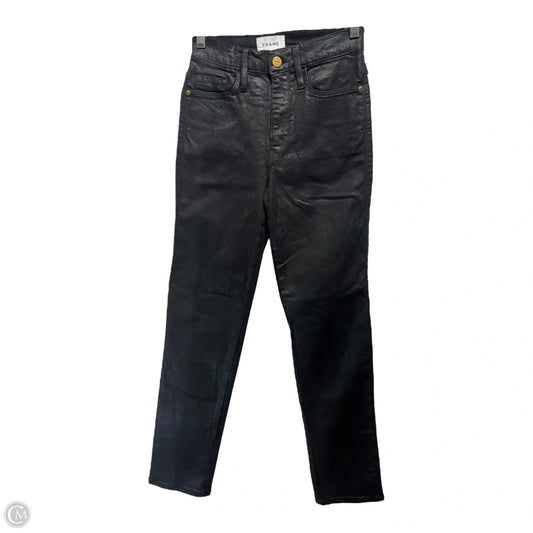 Le Sylvie Slender Straight Jeans By Frame In Black Denim, Size: 0/25