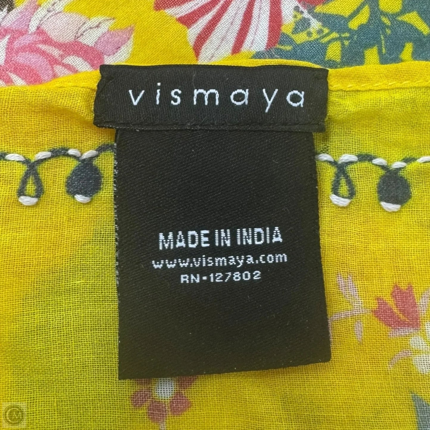 Be Happy Floral Embroidered Scarf Square By Vismaya