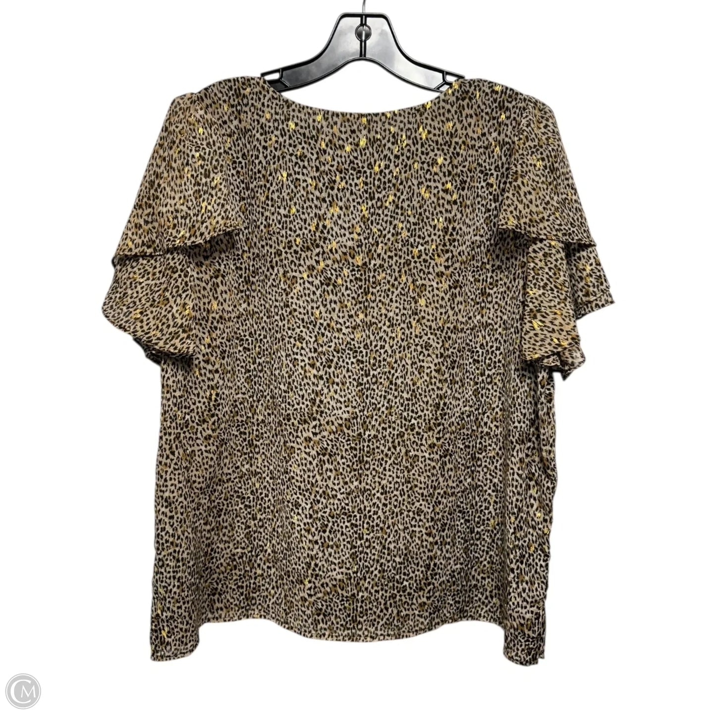 Top Short Sleeve By Vince Camuto In Animal Print, Size: L