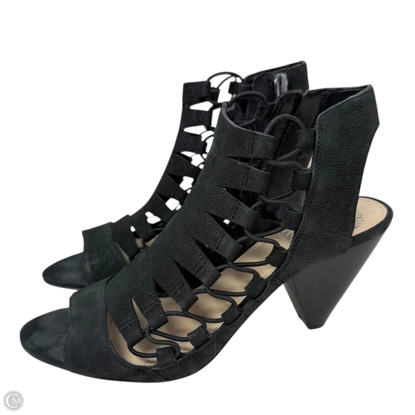 Eliaz Gladiator Dress Sandals By Vince Camuto In Black Silk Goat, Size: 8/38