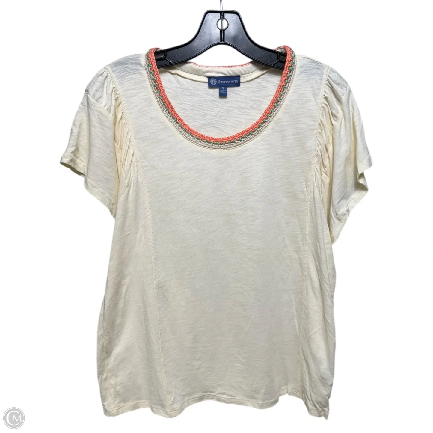 Top Short Sleeve By Democracy In Yellow, Size: S