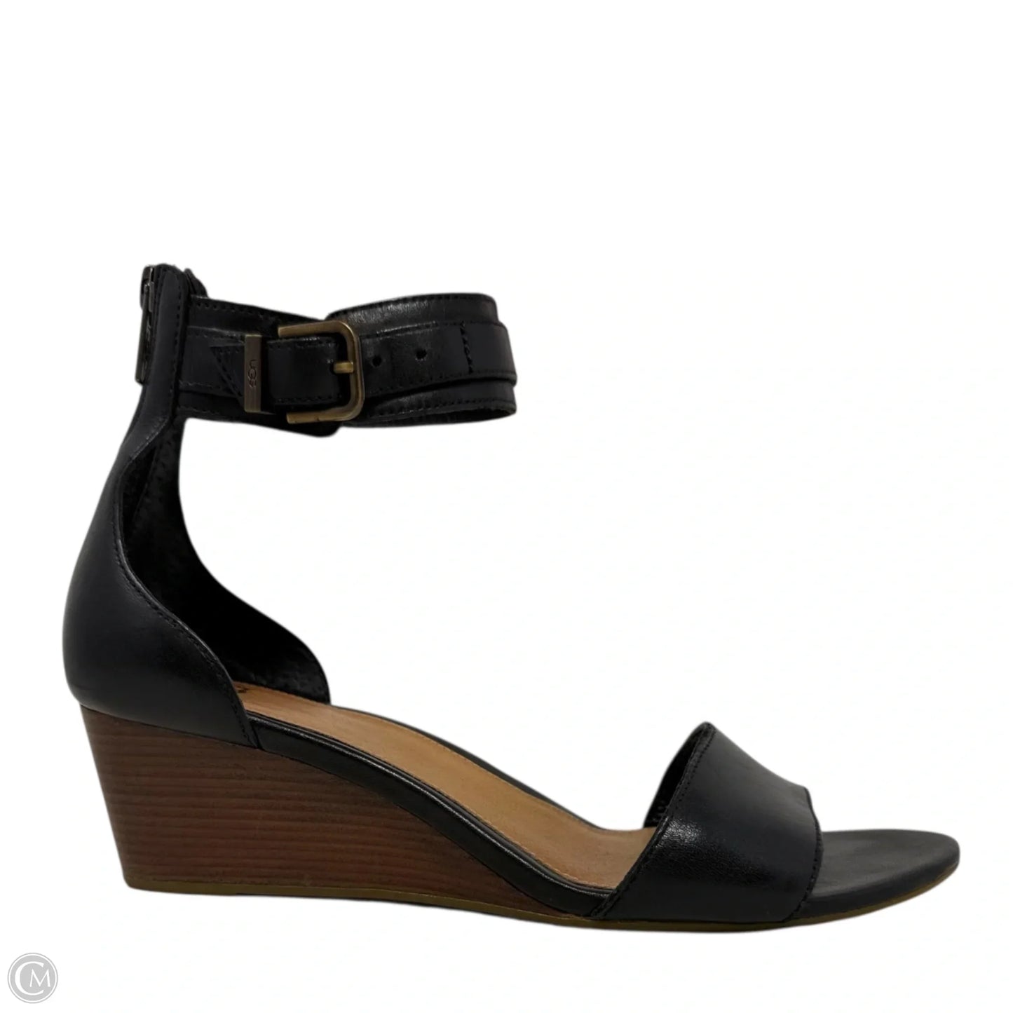 Char Sandals Designer By Ugg In Black, Size: 8