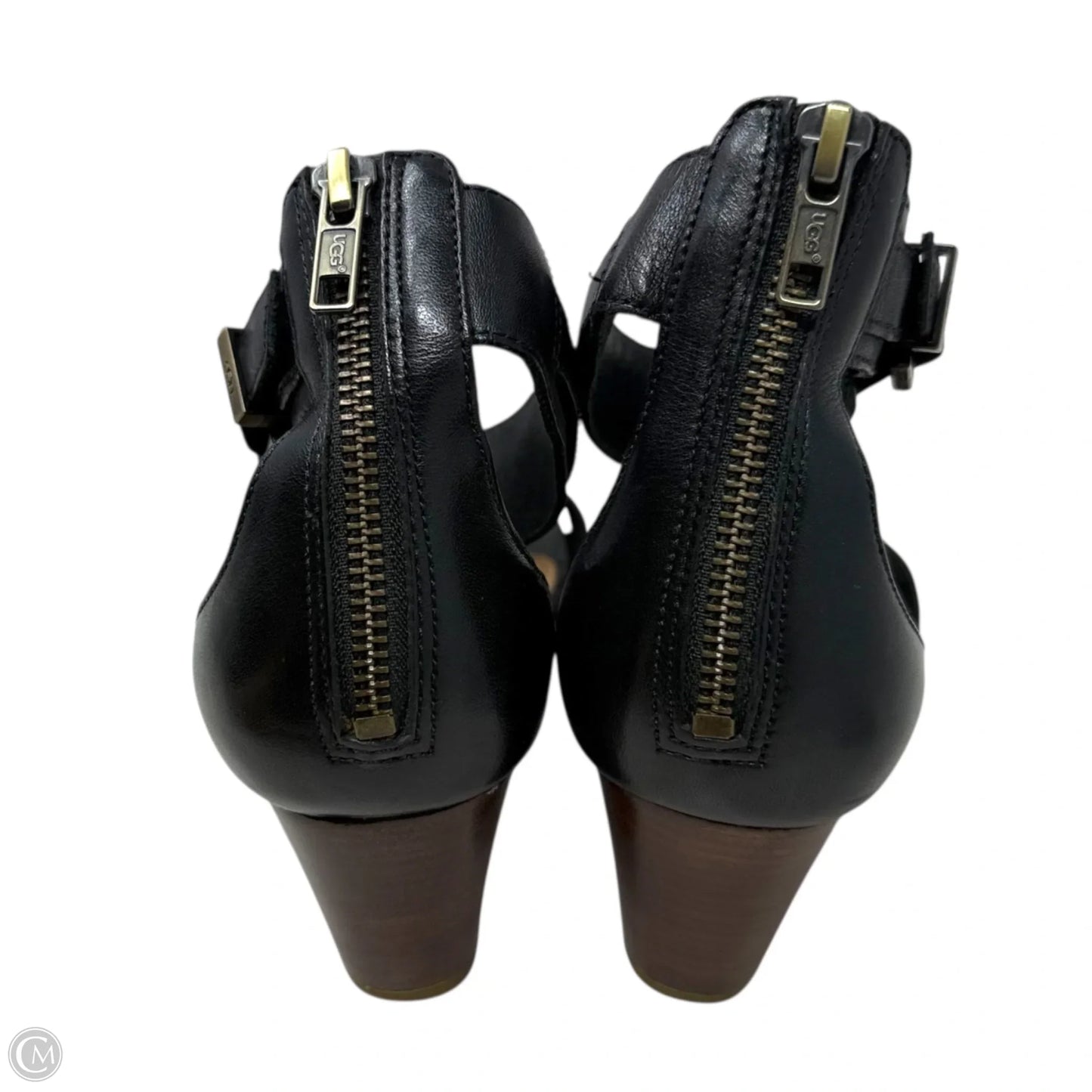 Char Sandals Designer By Ugg In Black, Size: 8