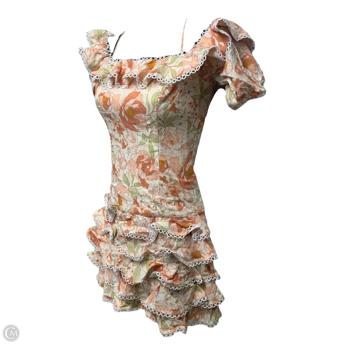 Caitlyn Halter Linen Blend Off Shoulder Ruffle Dress Casual Short By Bardot In Floral Print, Size: Xs