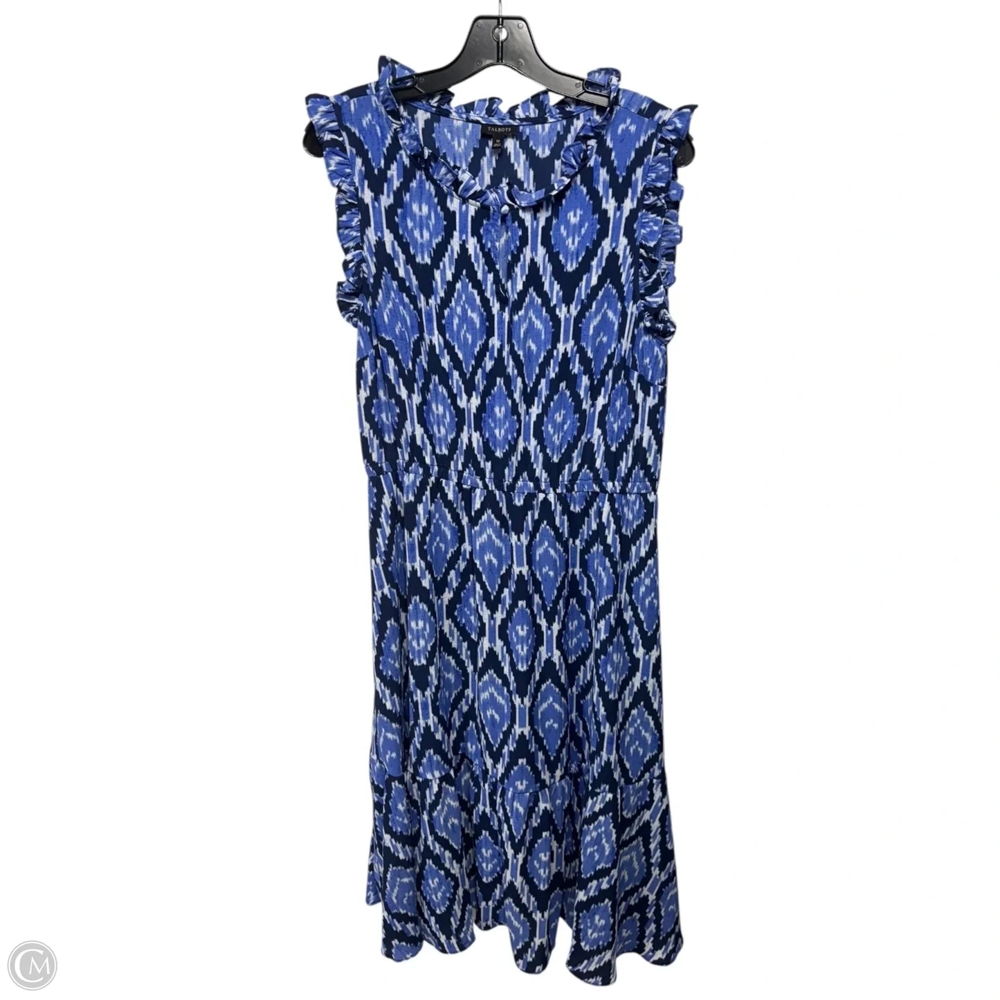 Ruffle Trim Fit & Flare Dress By Talbots In Cabana Ikat, Size: 10