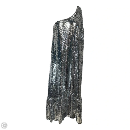 One Shoulder Sequin Dress By Maeve In Silver, Size: L