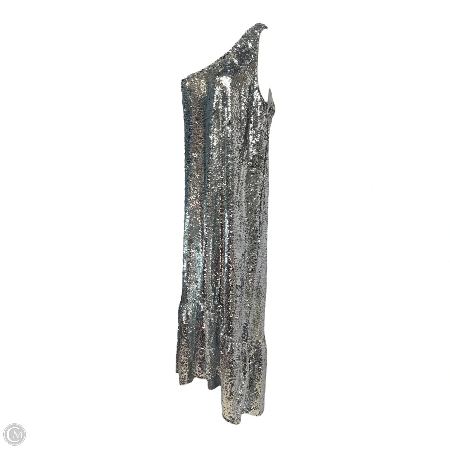 One Shoulder Sequin Dress By Maeve In Silver, Size: L