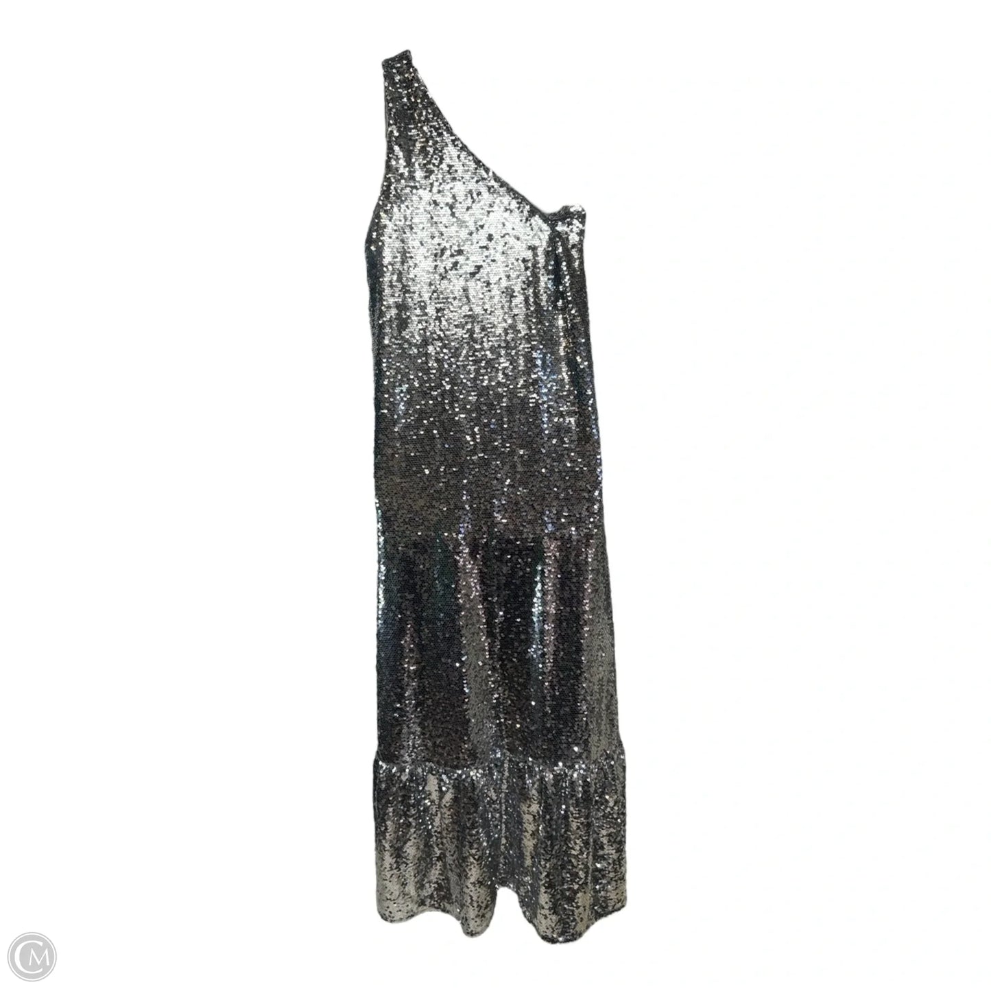 One Shoulder Sequin Dress By Maeve In Silver, Size: L