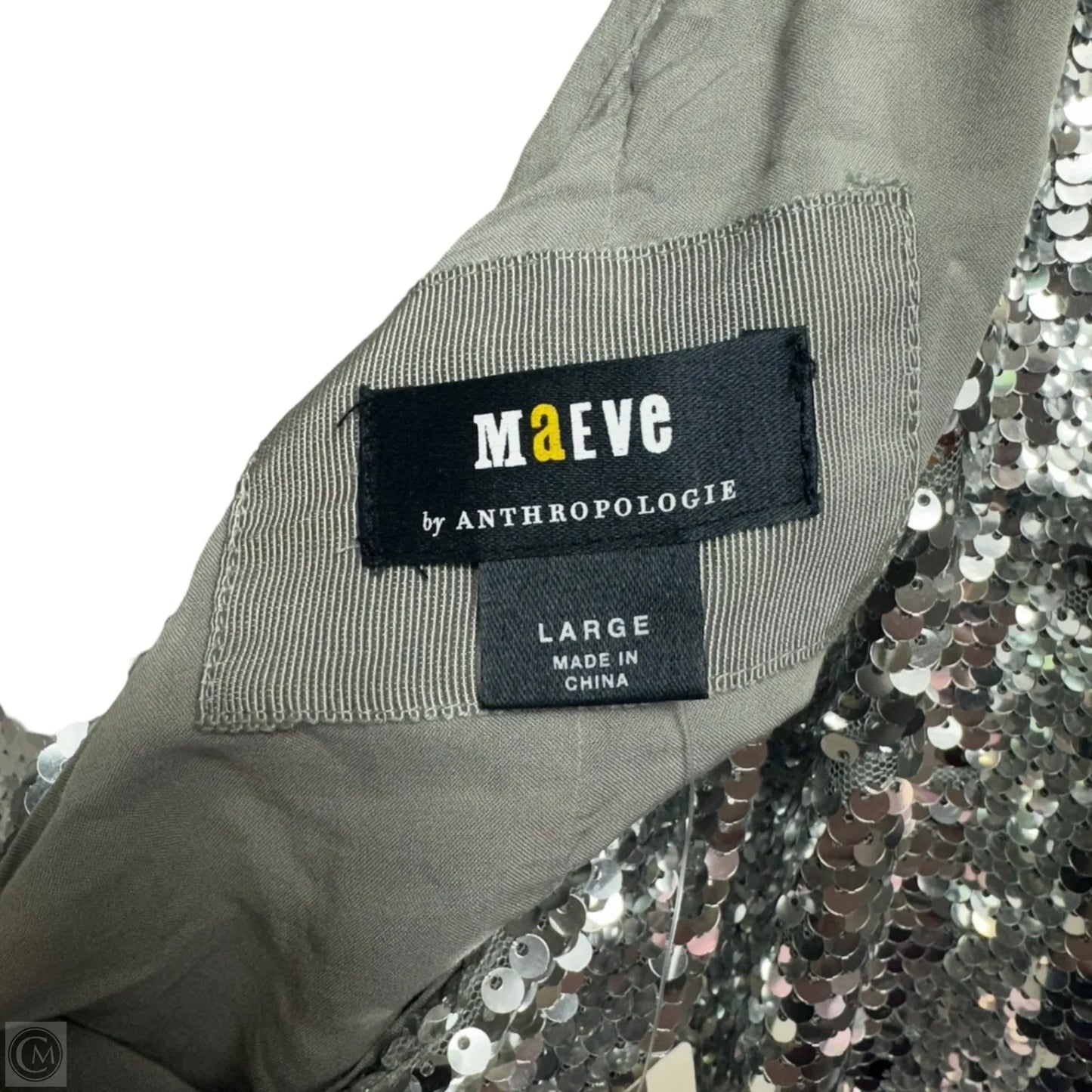 One Shoulder Sequin Dress By Maeve In Silver, Size: L