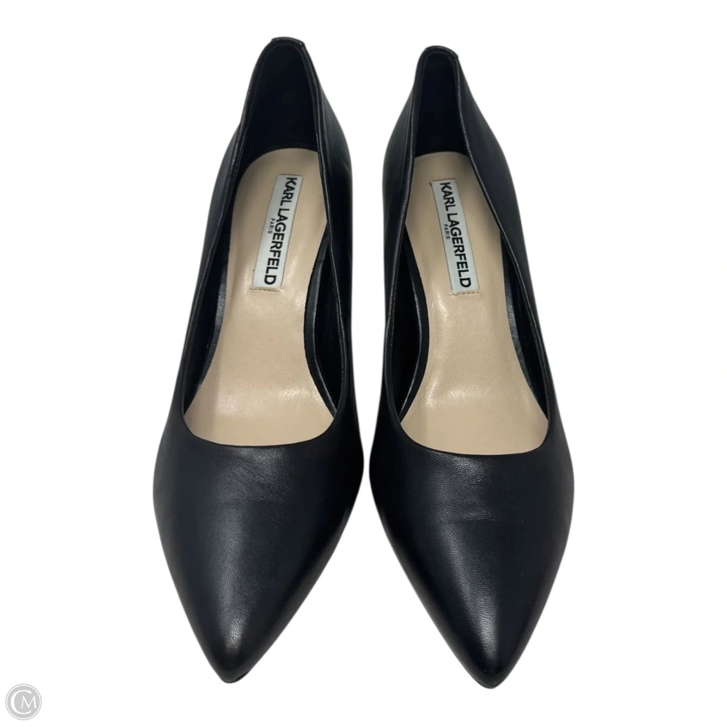 Pointed Toe Pumps Shoes Designer By Karl Lagerfeld In Black, Size: 7