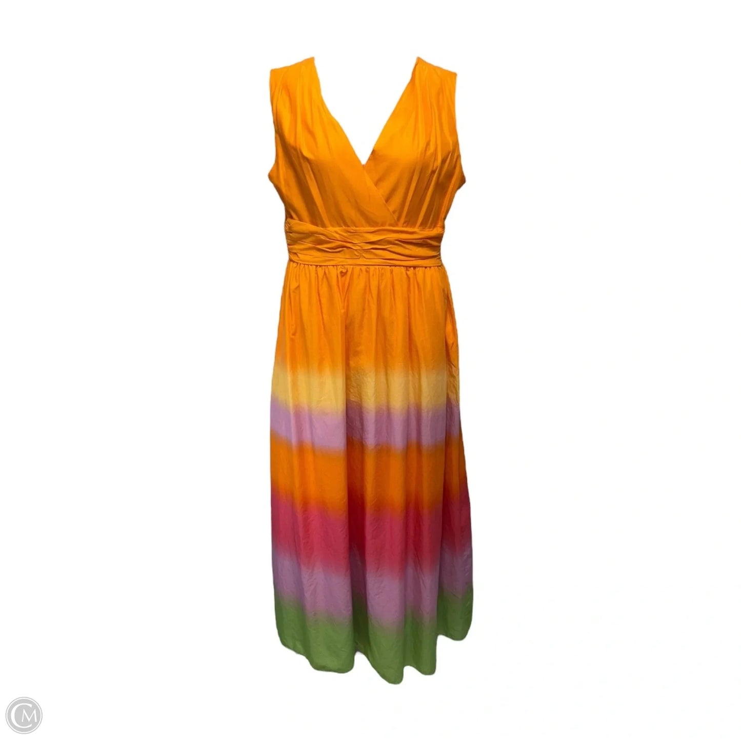 V-Neck Ombré Maxi Dress By Taylor In Multi-colored, Size: L