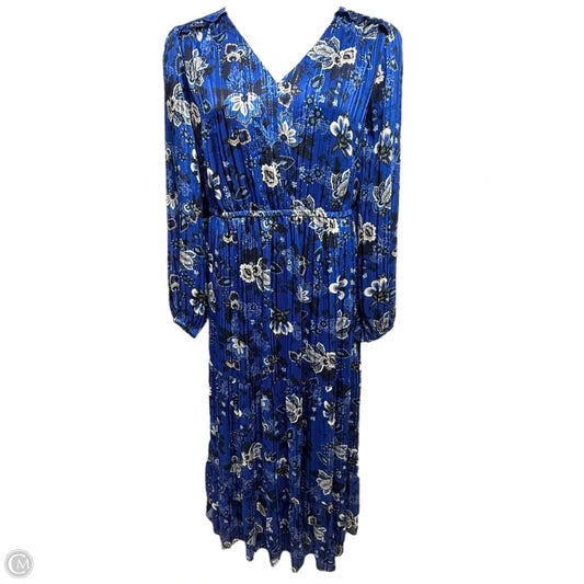 Lurex Shimmer V-Neck Maxi Dress By Lane Bryant In Blue, Size: 22
