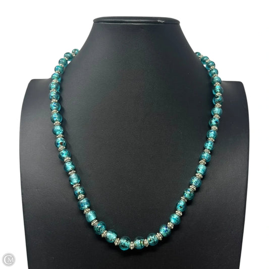 Blue Glass Bead Sterling Silver Necklace