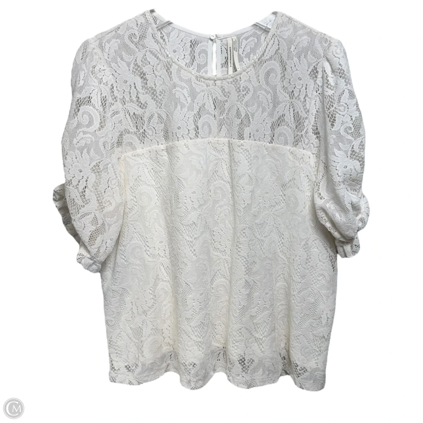Parvati Velvet Lace Top By Anthropologie In Ivory, Size: L