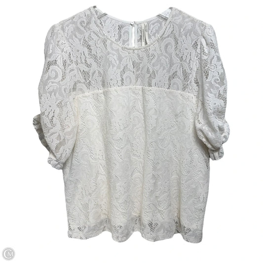 Parvati Velvet Lace Top By Anthropologie In Ivory, Size: L