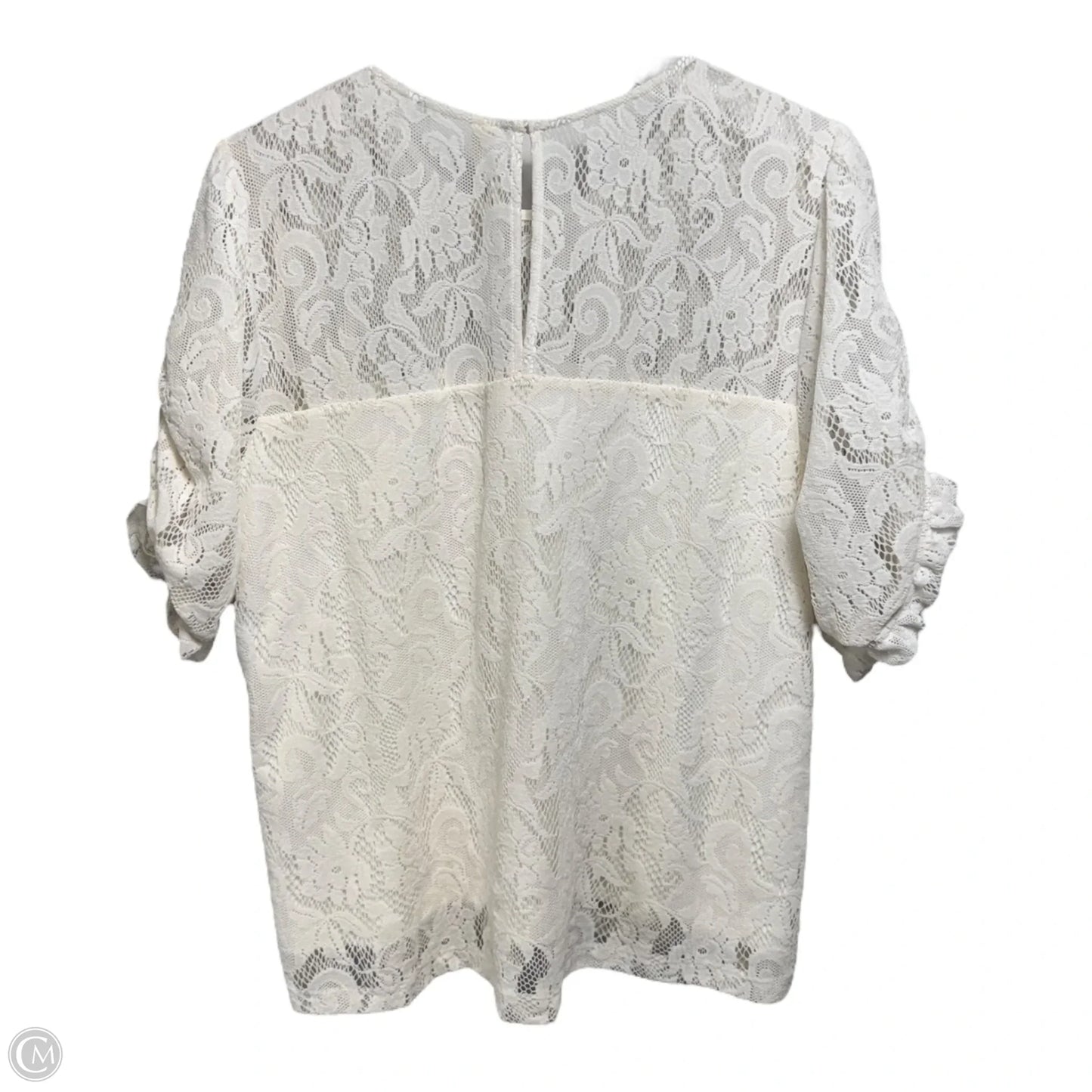 Parvati Velvet Lace Top By Anthropologie In Ivory, Size: L