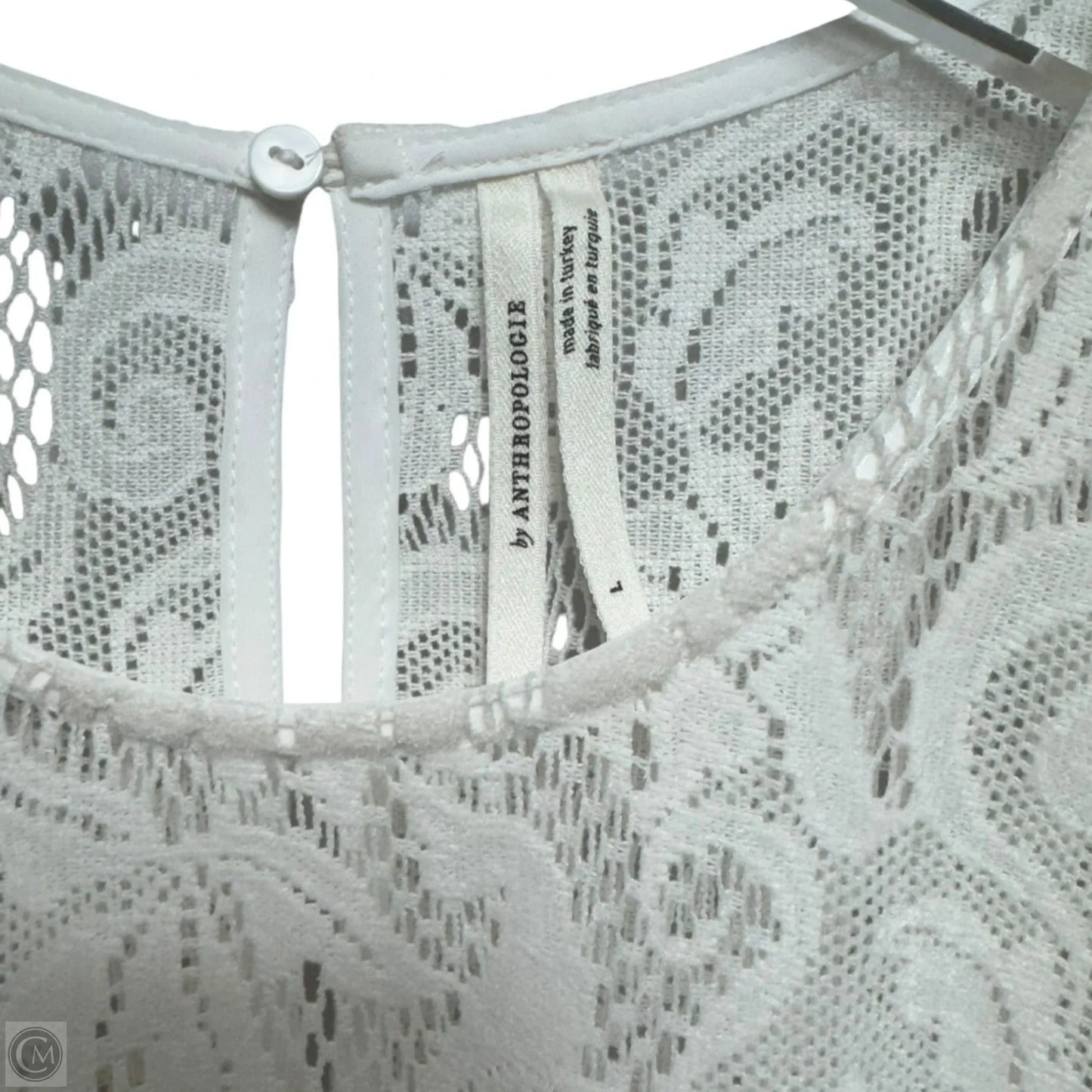 Parvati Velvet Lace Top By Anthropologie In Ivory, Size: L