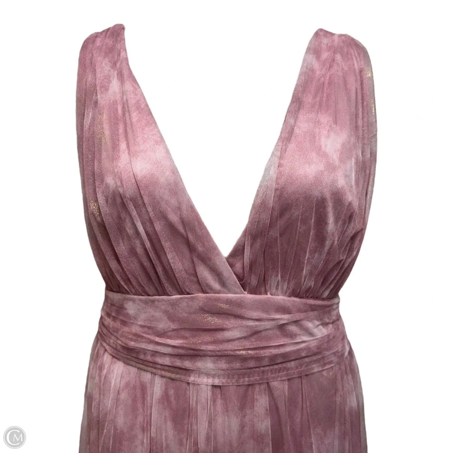 Fig Metallic Tiered Tulle Dress By Vow’d In Pink Tie Dye, Size: 22
