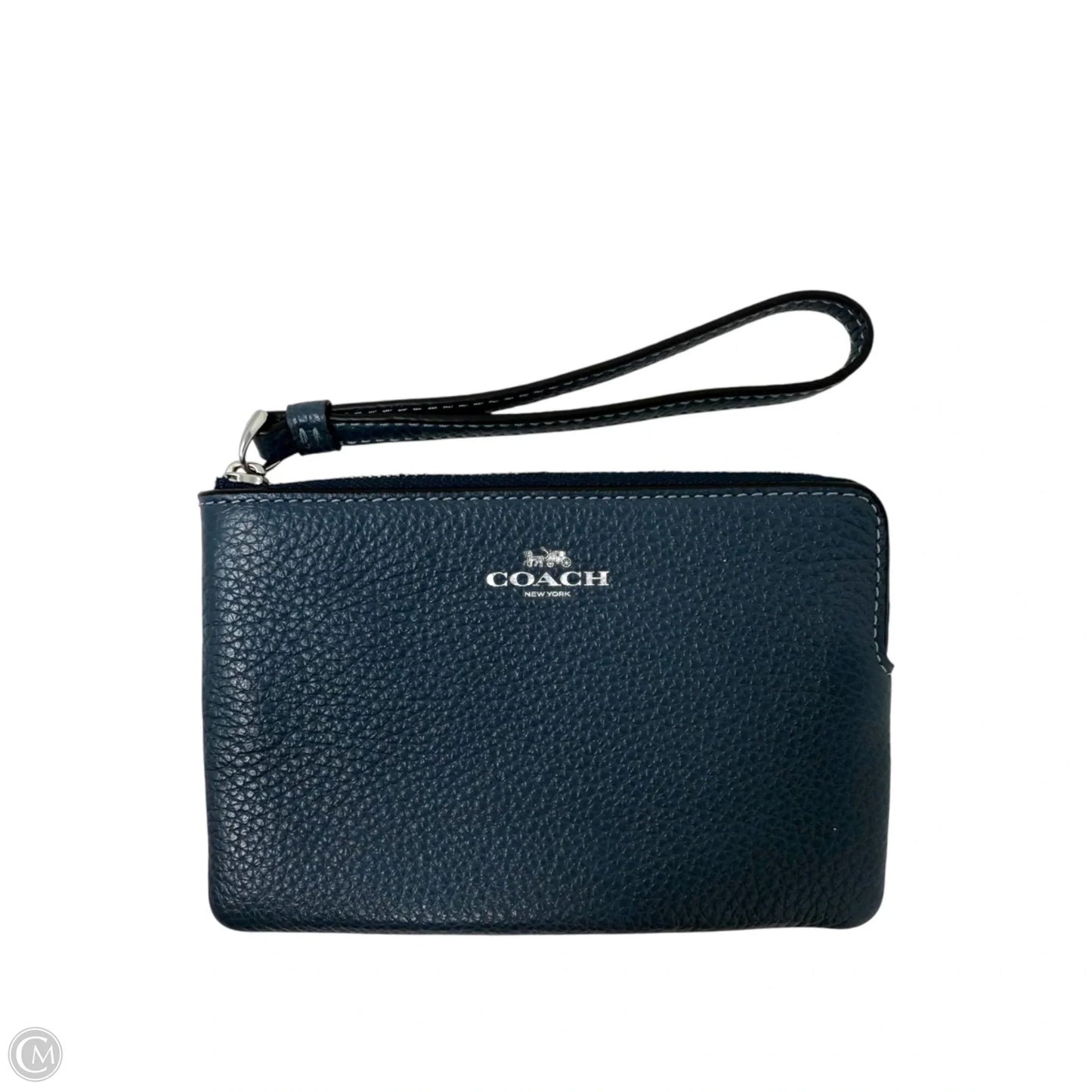Corner Zip Wristlet Designer By Coach In Blue, Size: Small