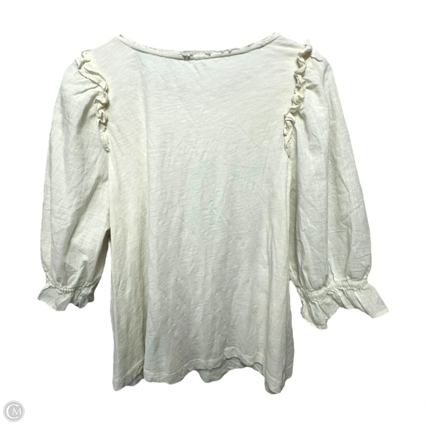 Keri Smocked Top Long Sleeve By Anthropologie In Cream, Size: 1X