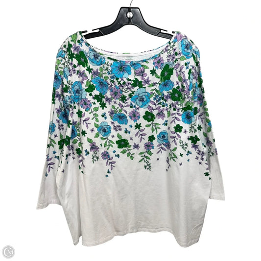 Top 3/4 Sleeve By Talbots In Floral Print, Size: 3x