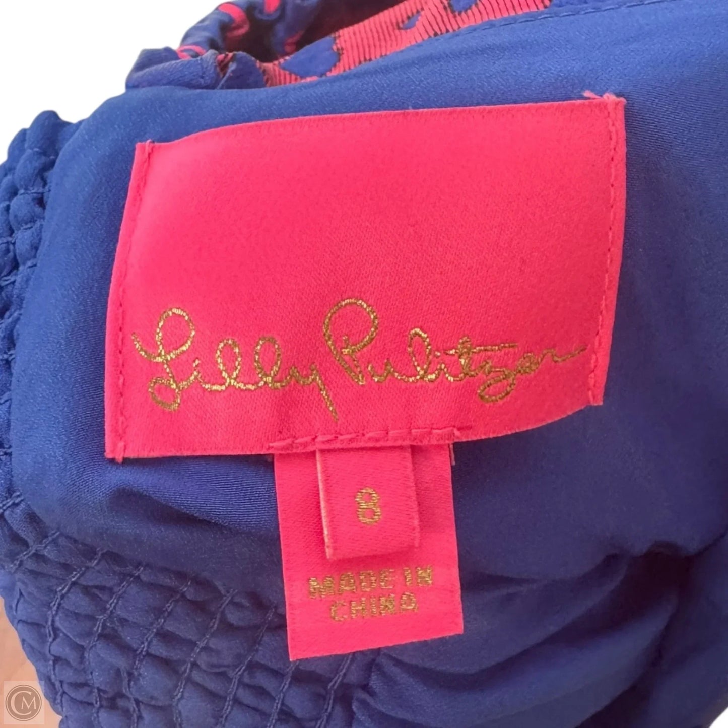 Nelle Puff Sleeve Jacquard Dress Designer By Lilly Pulitzer In Blue & Pink, Size: 8