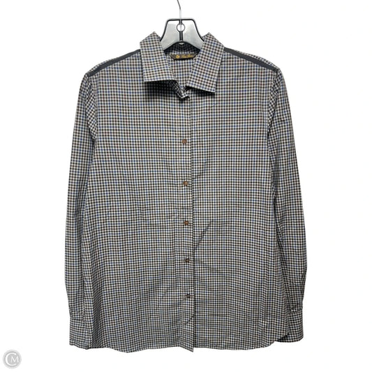 Silk Trim Top Long Sleeve Luxury Designer By Loro Piana In Plaid Pattern, Size: L