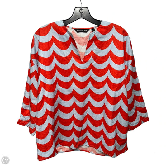 Top 3/4 Sleeve By Marimekko In Blue & Red, Size: S