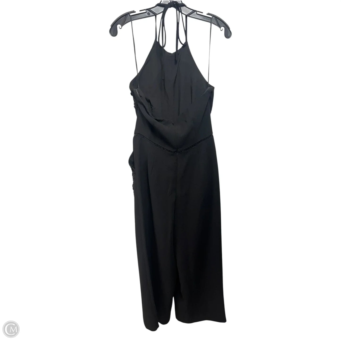 Beaded Halter Wide Leg Cropped Jumpsuit By Gianni Bini In Black, Size: M