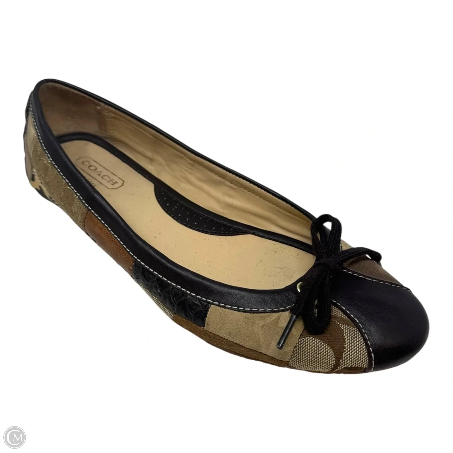 Joan Patchwork Logo Ballet Flats Designer By Coach In Multi-colored, Size: 9.5