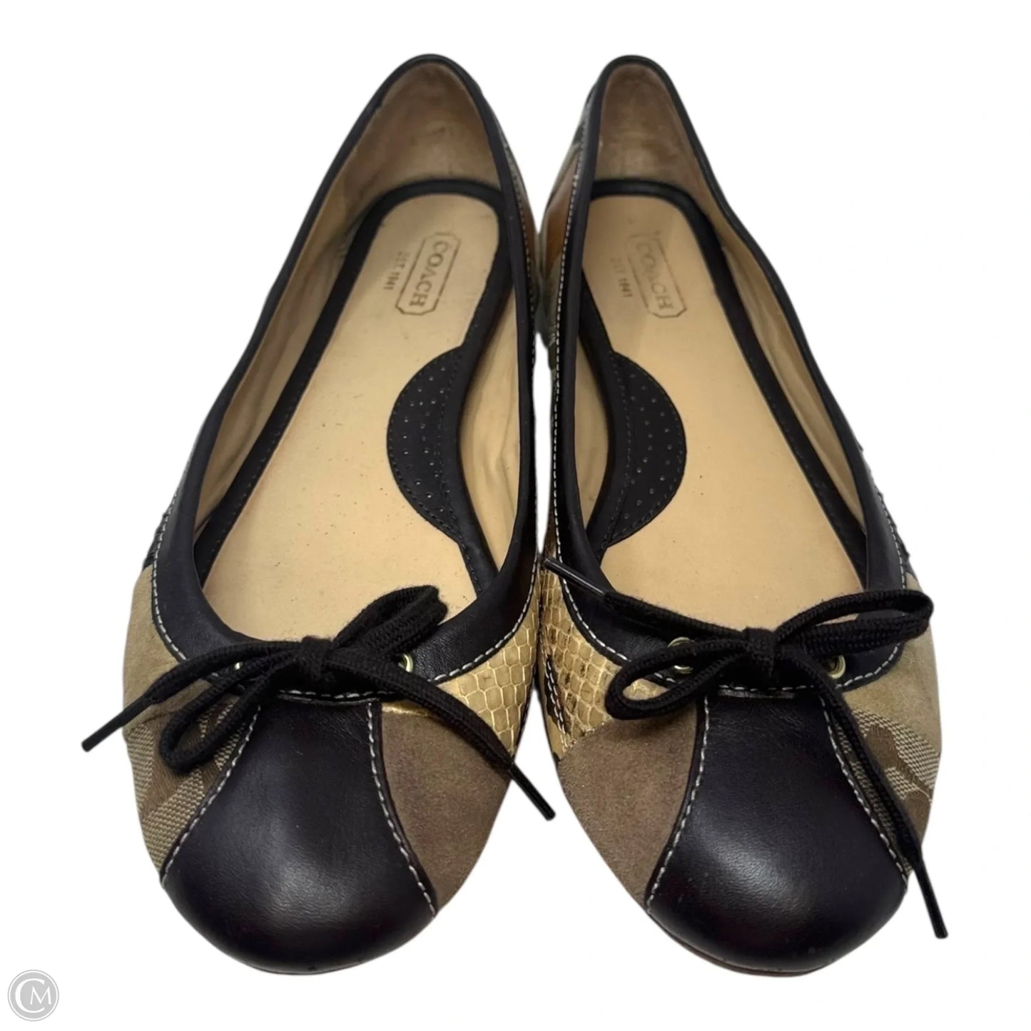 Joan Patchwork Logo Ballet Flats Designer By Coach In Multi-colored, Size: 9.5