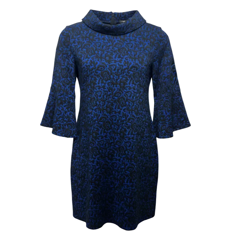 Lexi Jacquard Ruffle Sleeve Dress By Tyler Boe In Black & Blue, Size: L