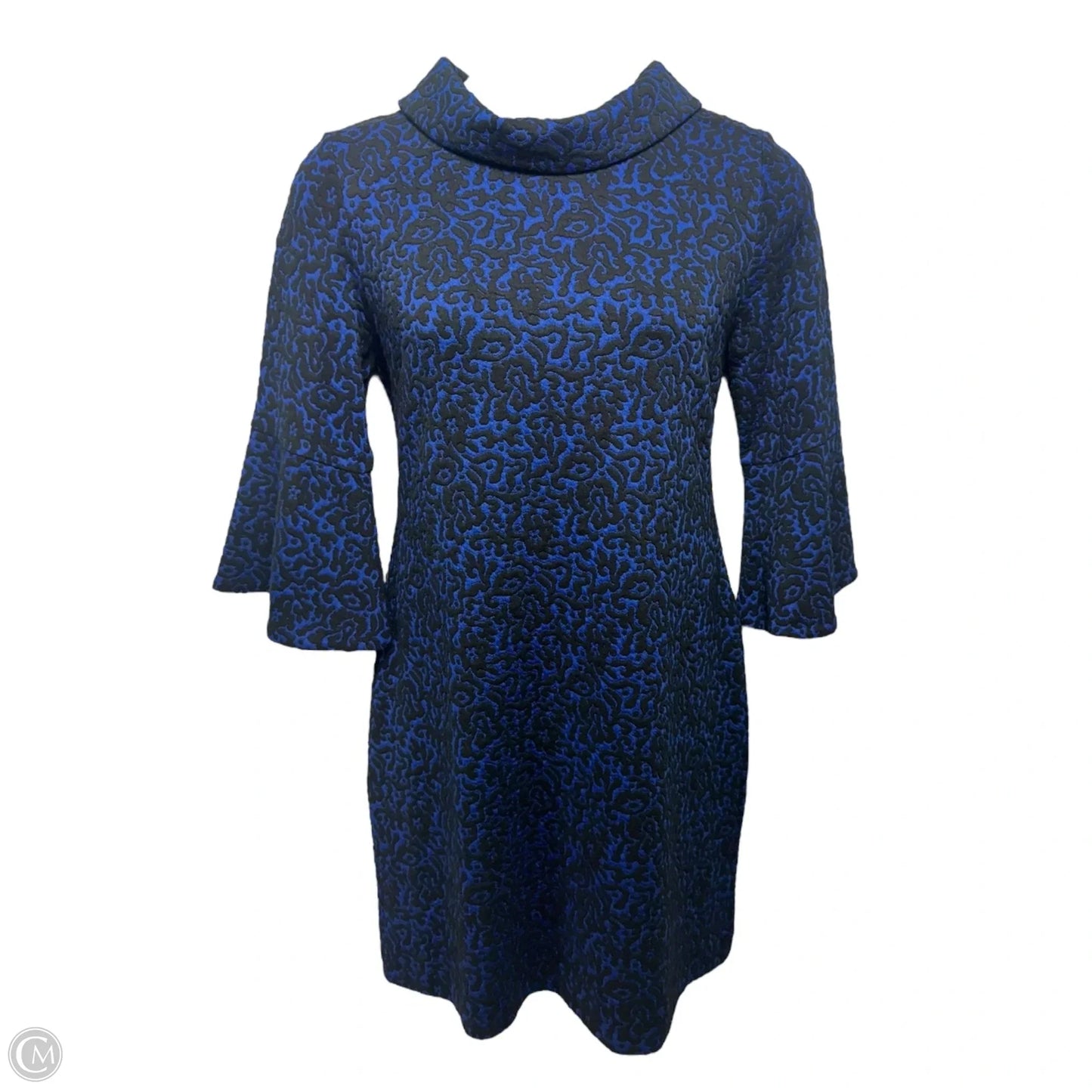 Lexi Jacquard Ruffle Sleeve Dress By Tyler Boe In Black & Blue, Size: L