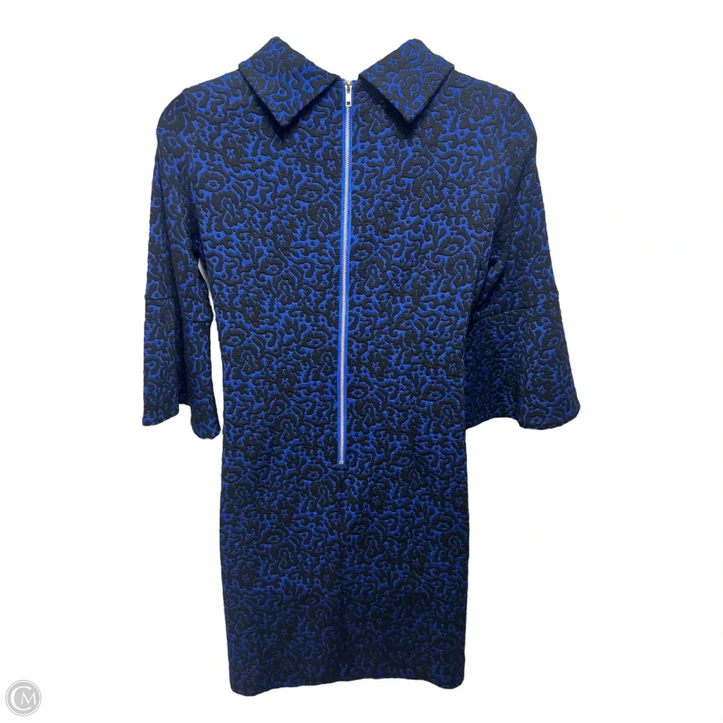 Lexi Jacquard Ruffle Sleeve Dress By Tyler Boe In Black & Blue, Size: L