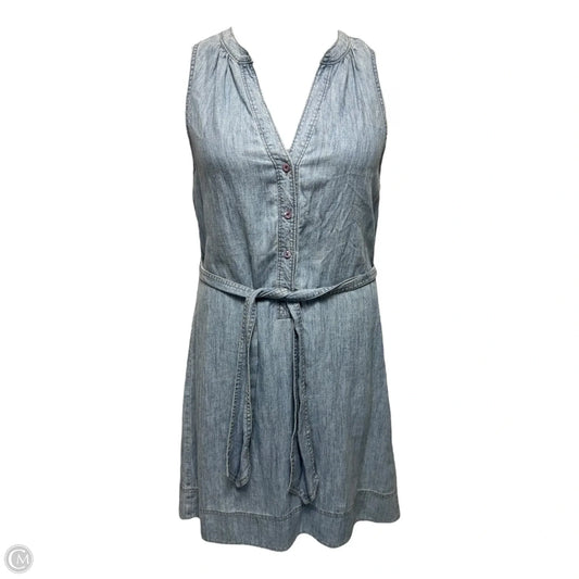 Anemones Banded Split V-Neck Dress By Trina Turk In Blue Denim, Size: M
