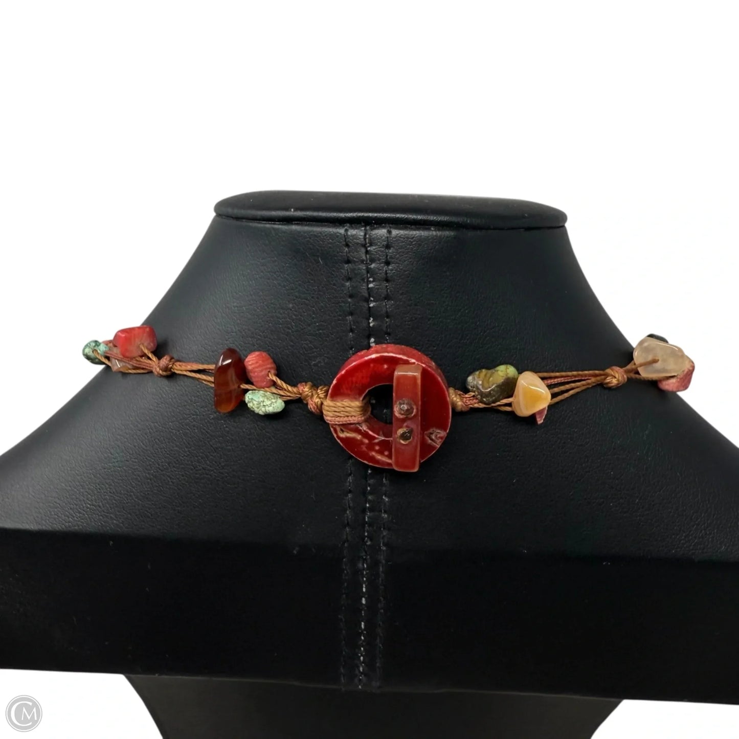 Hand Knotted Coral & Turquoise Bead Lariat Toggle Necklace