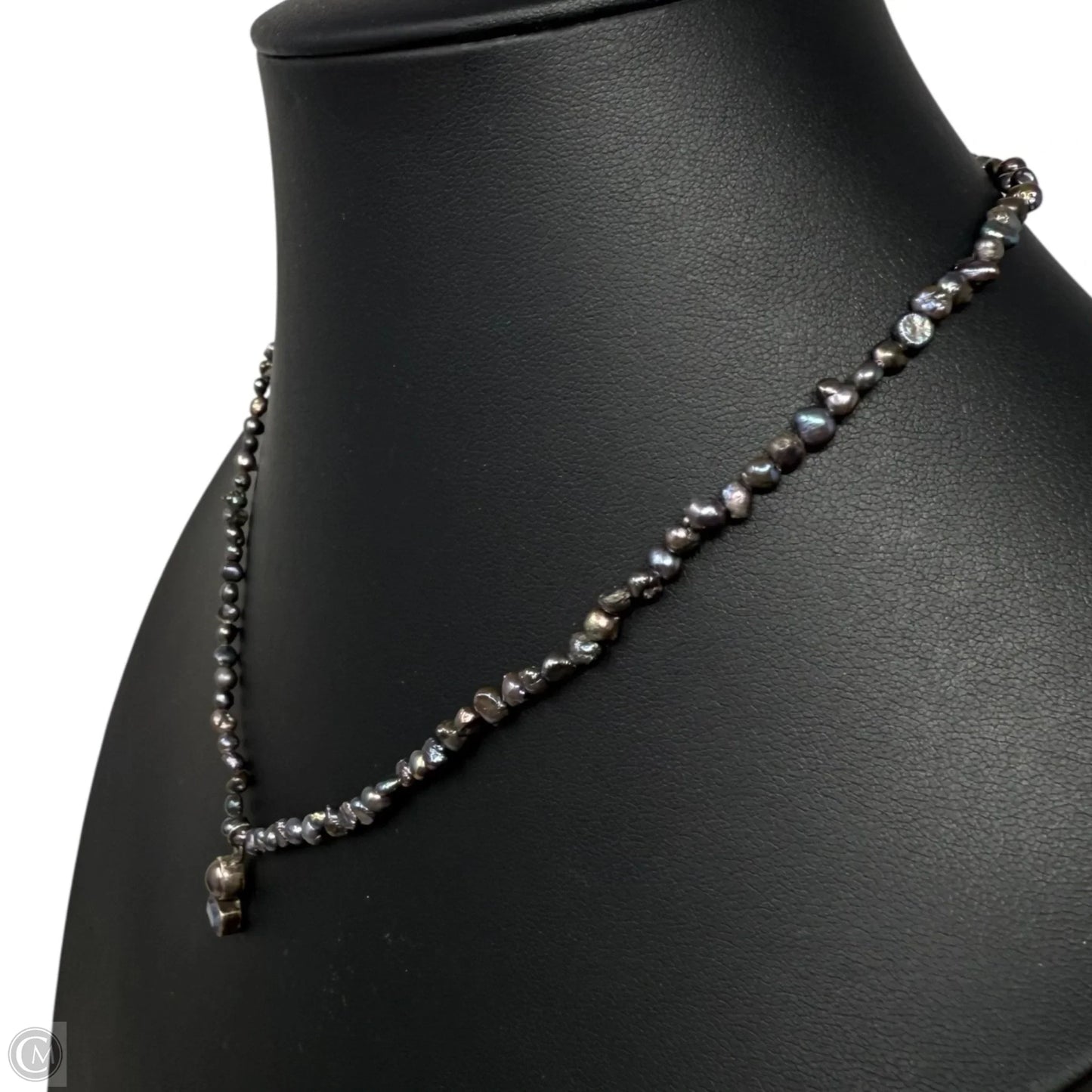 Sterling Silver, Black Pearl & Multi Gemstone Pendant Necklace