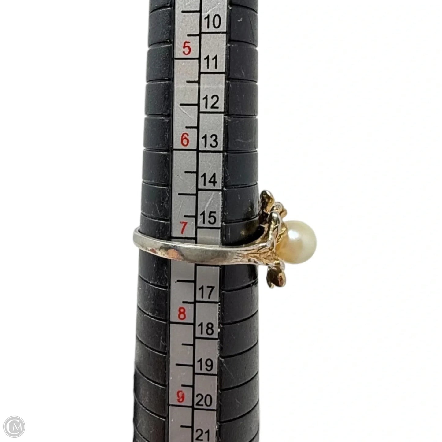 Vintage Gold Over Sterling Silver Pearl Adjustable Ring