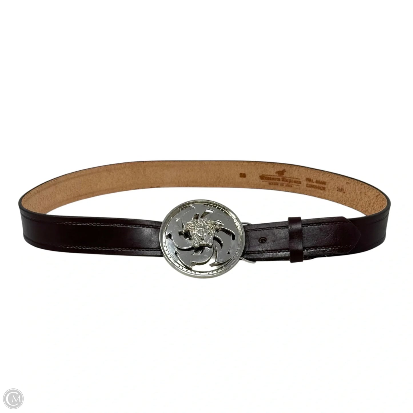 Medusa Head Spinner Buckle Leather Belt By Western Express, Size: Large