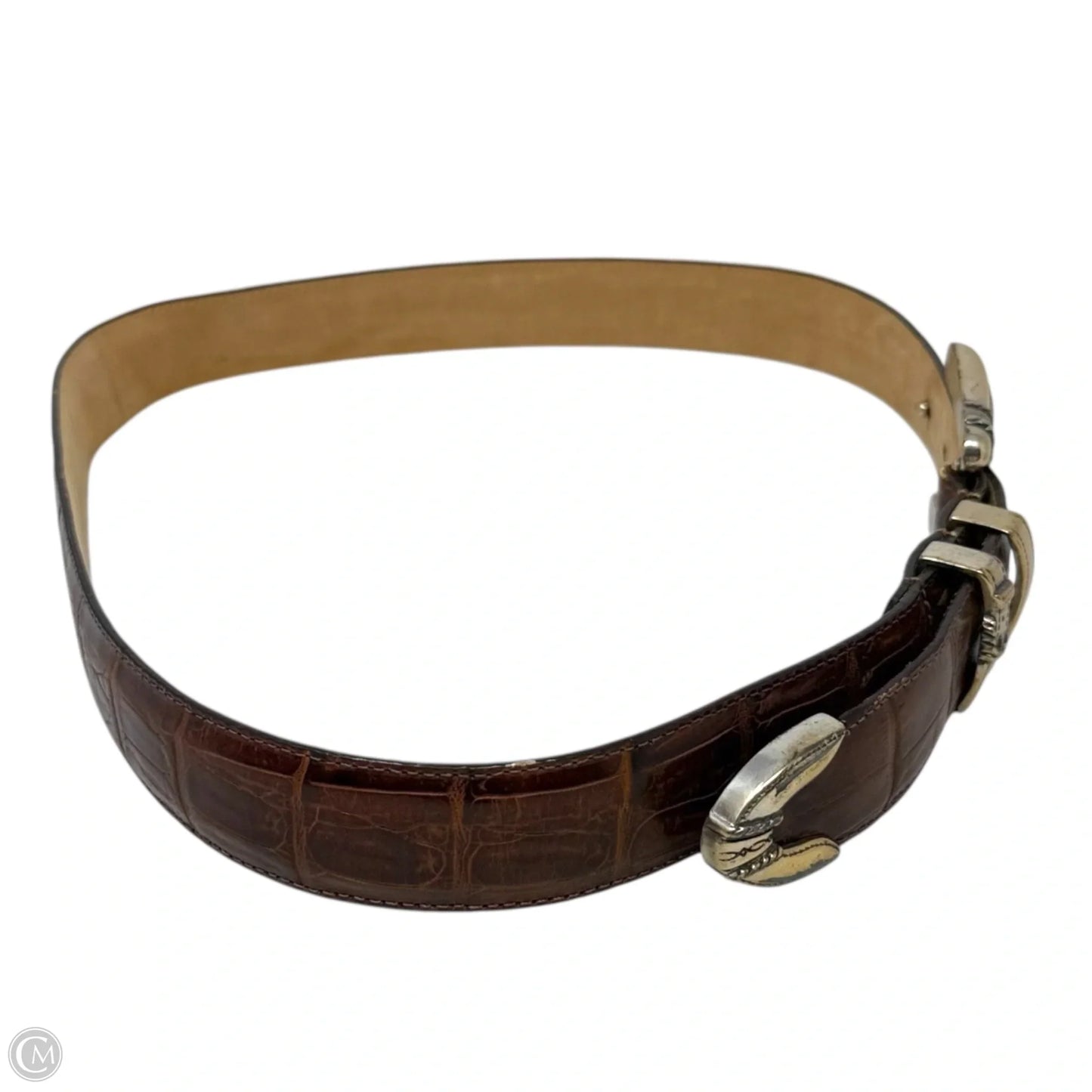Museum Collection Dog Buckle Croc Embossed Leather Belt By Brighton, Size: Large