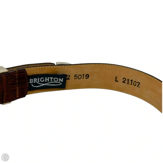 Museum Collection Dog Buckle Croc Embossed Leather Belt By Brighton, Size: Large